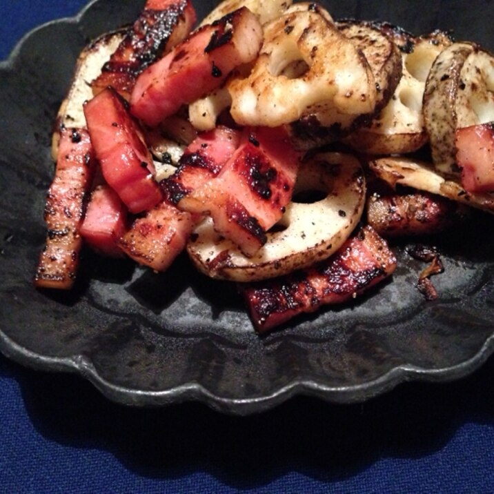 簡単うまい 皮付き蓮根とベーコン炒め レシピ 作り方 By ピタちゃん6009 楽天レシピ